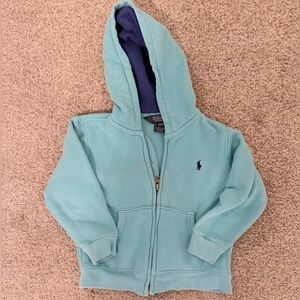 Ralph Lauren Kids Zip Up Hoodie Sweatshirt Blue Pony 24 Month Toddler VGUC